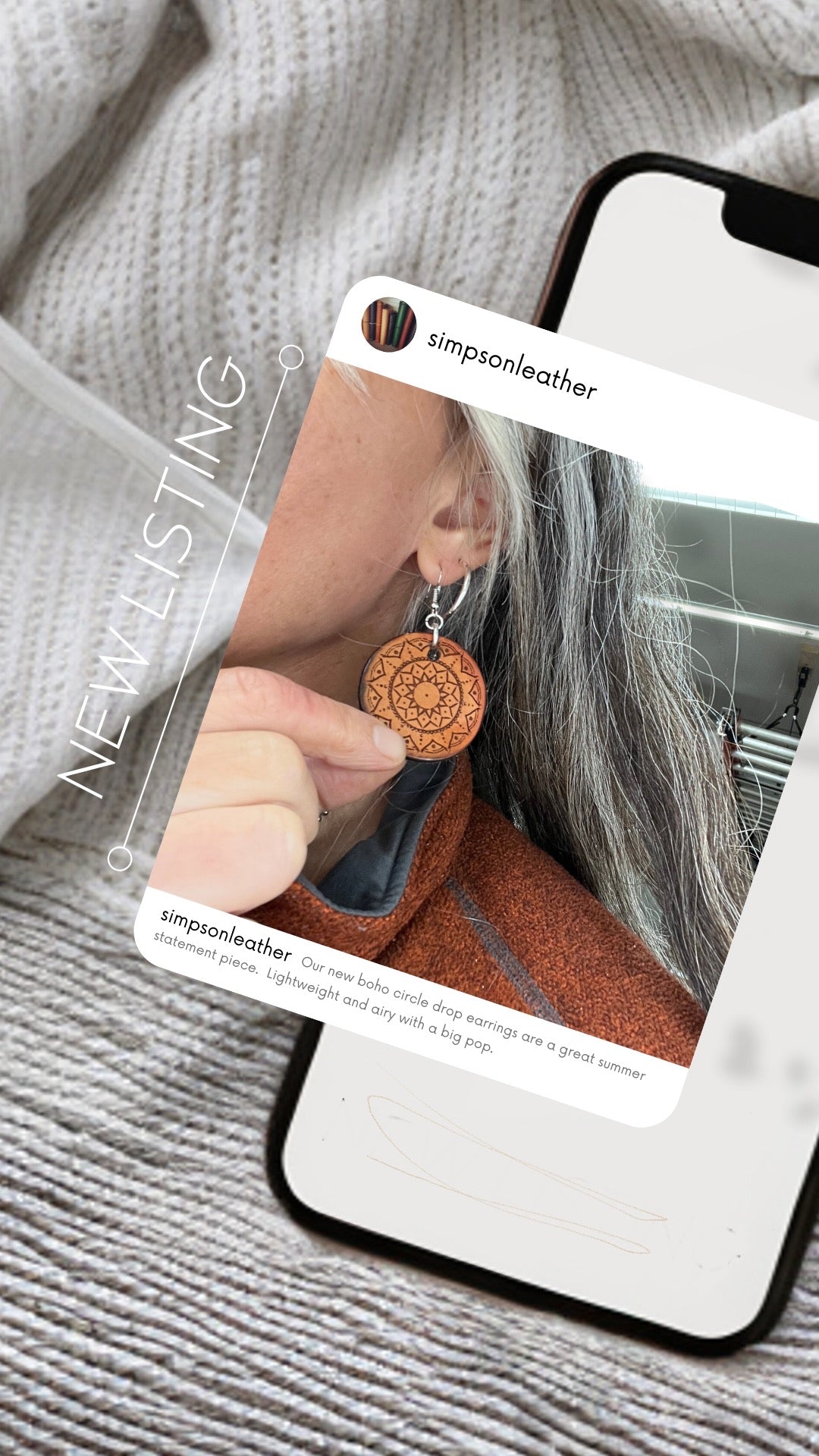 Leather Mandala Earrings, Pair of Leather Circle Earrings