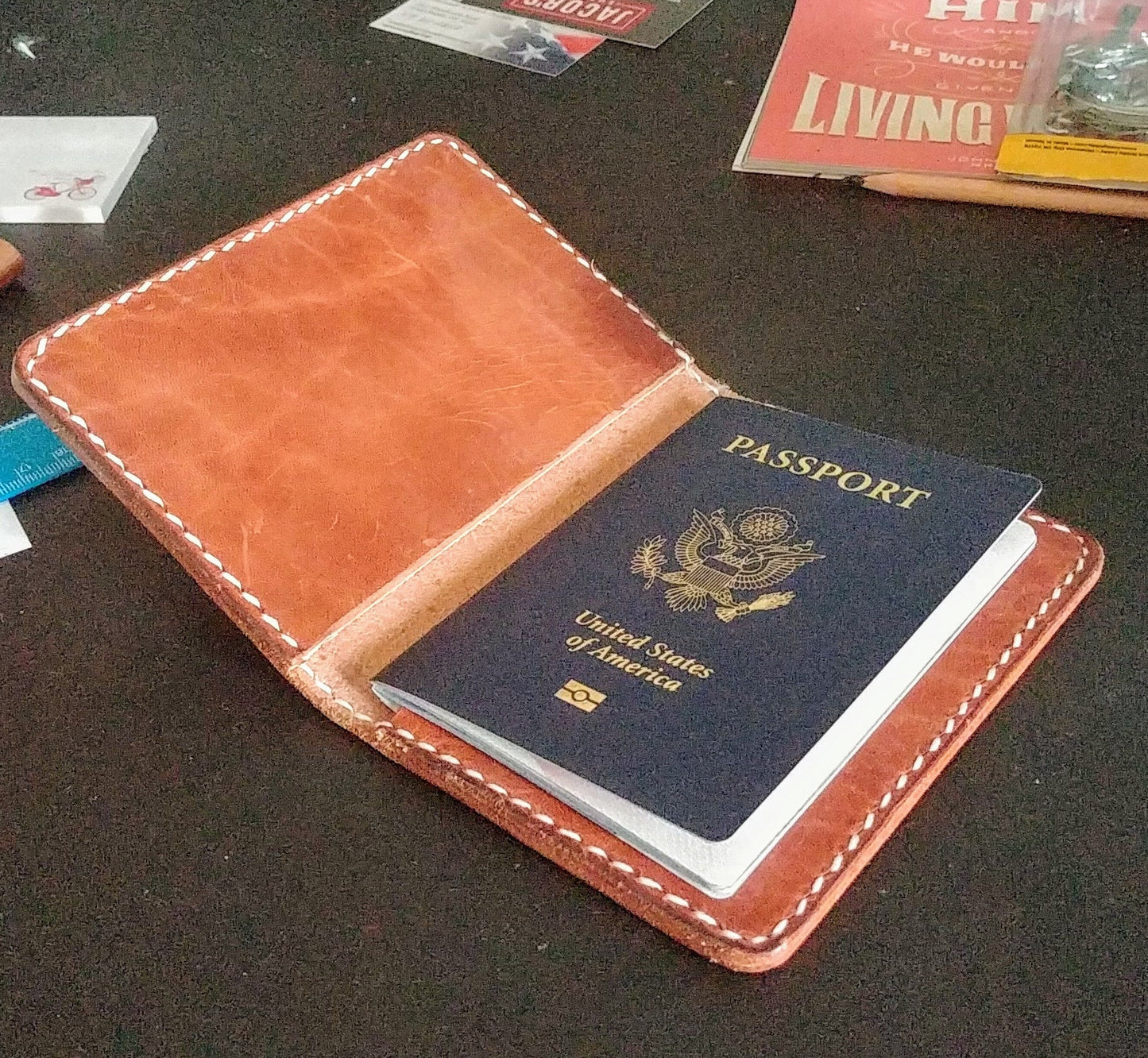 Passport Cover, Passport Traveler's Notebook, *Pick Your Finish* Full-Grain Leather, 5-3/8" x 8.5" (open flat)