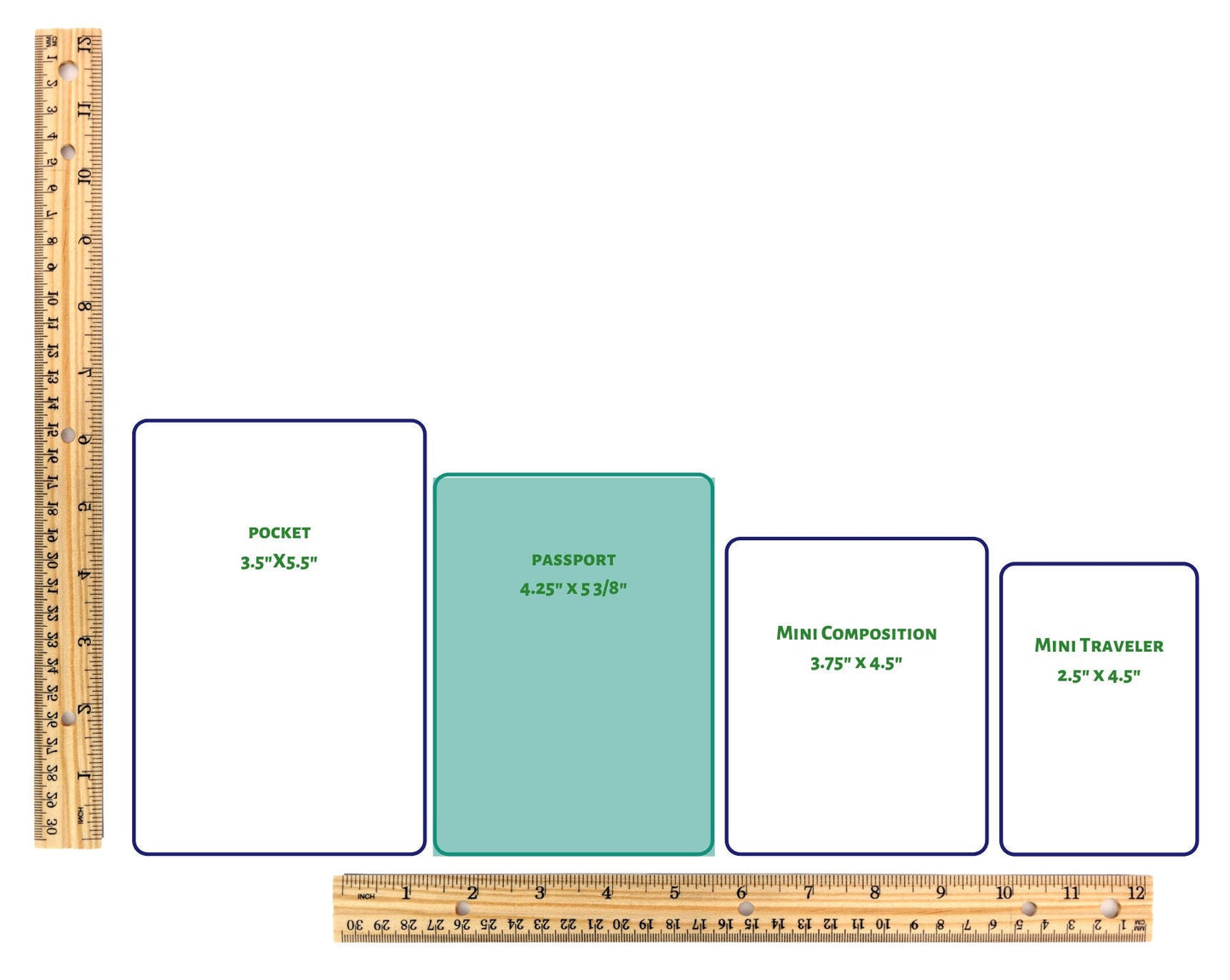 Passport Cover, Passport Traveler's Notebook, *Pick Your Finish* Full-Grain Leather, 5-3/8" x 8.5" (open flat)