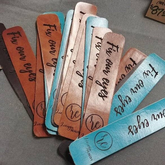Bookmark, Leather Bookmark, Custom Embossed Bookmark, Engraved Logo Motto, Personalized Message, Book Mark
