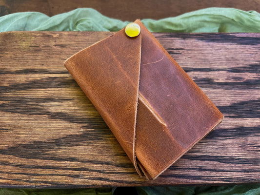 Handmade Brown Leather Catch-all Wallet: Coin, Card, Cash