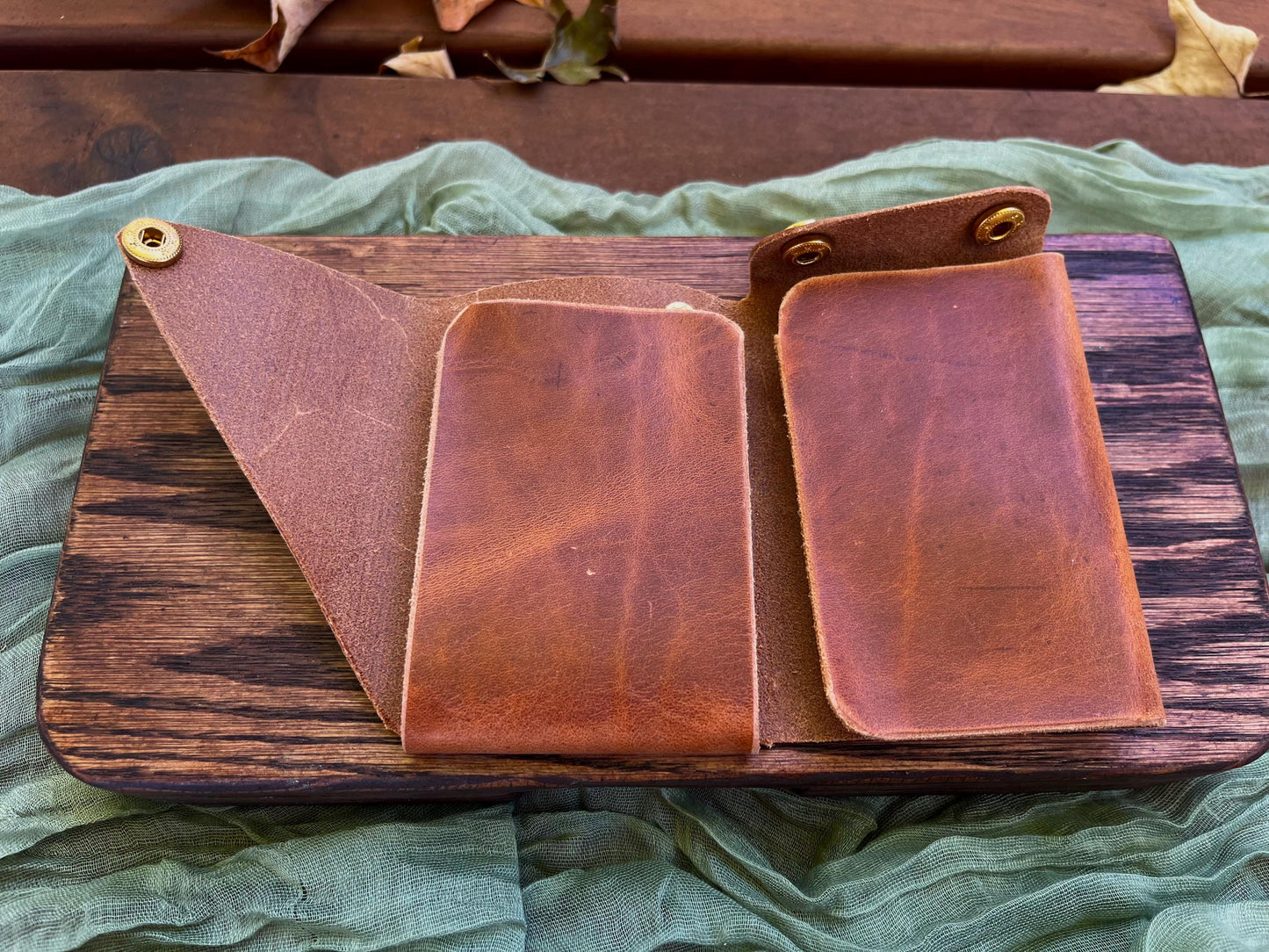 Handmade Brown Leather Catch-all Wallet: Coin, Card, Cash