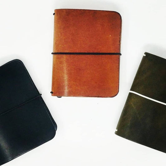 MINI Composition*Pick Your Finish*Full Grain Leather Cover, 2 Mini Composition Notebooks INCLUDED