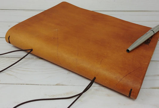 BIG Natural Tan Composition Cover | Full Grain Leather Journal | Fits 7.5" x 9.5" Inserts