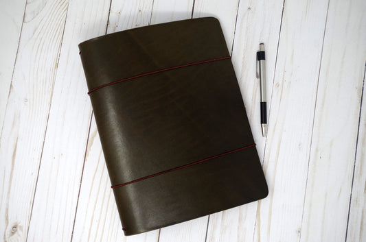 BIG Willow Leaf Harness Composition Cover | Full Grain Leather Journal Cover | Fits 7.5" x 9.5" inserts