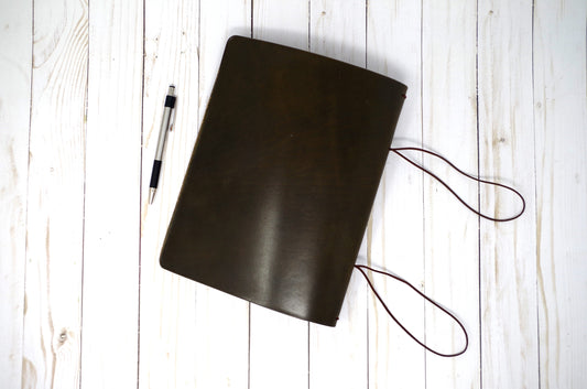 BIG Willow Leaf Harness Composition Cover | Full Grain Leather Journal Cover | Fits 7.5" x 9.5" inserts