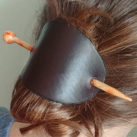 Leather Hair Tie, “Pamela” Hair Pin, Hair Accessory, Boho Style