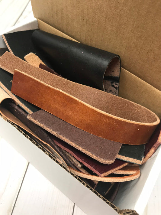 Scrap Box 9.00 Shipped! | Scraps of Premium Full Grain Leather | 1.5 lbs of Veg Tanned Leather Pieces | DIY Leather Scraps
