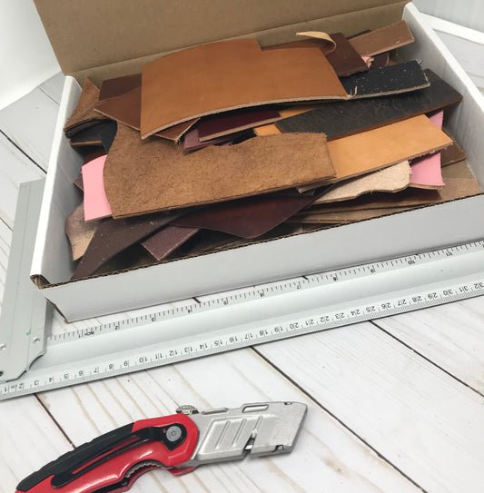 Scrap Box 19.00 shipped! | Large box of Premium Full Grain Leather | 2.13 lbs of DIY Leather Scraps | DIY Leather Scraps |