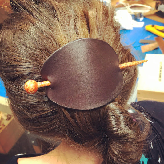 Leather Hair Tie, “Pamela” Hair Pin, Hair Accessory, Boho Style