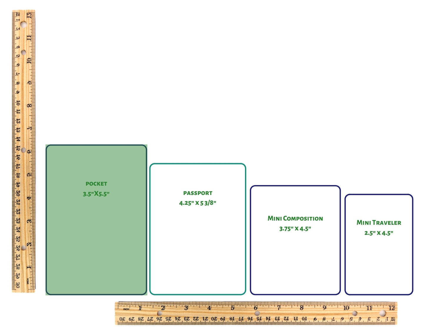 Ready to Ship Pocket Walnut Harness Deluxe Traveler's Notebook, Sized for 3.5”x5.5” inserts (sold separately)