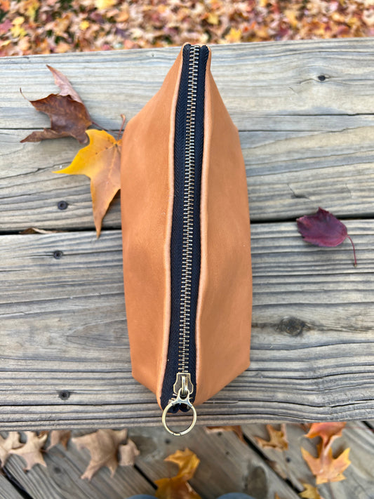 Leather Cosmetic Bag or Artist’s Pen Case, Leather Pouch