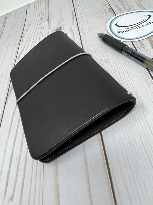Pocket Leather Traveler’s Notebook, Ebony Bridle, for 3.5” x 5.5” inserts (not included)