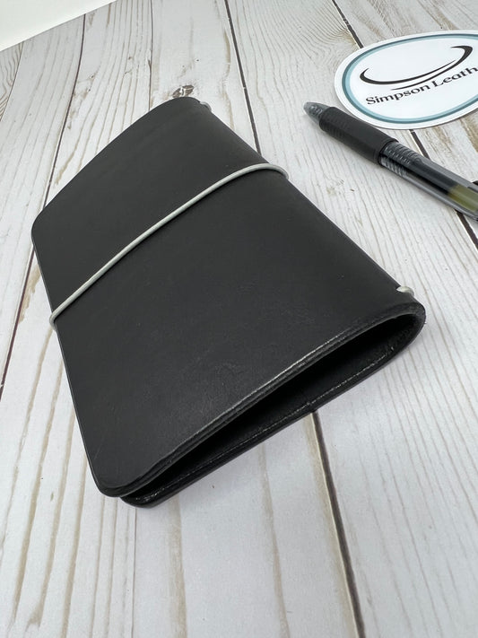 Pocket Leather Traveler’s Notebook, Ebony Bridle,  for 3.5” x 5.5” inserts (not included)