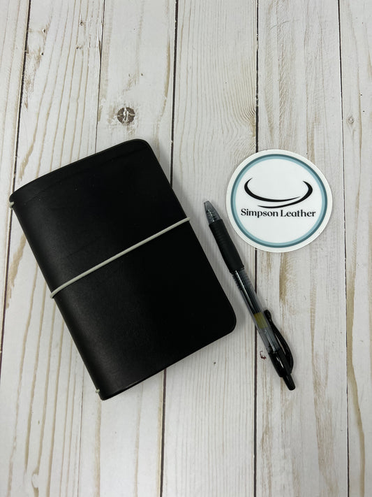 Pocket Leather Traveler’s Notebook, Ebony Bridle, for 3.5” x 5.5” inserts (not included)
