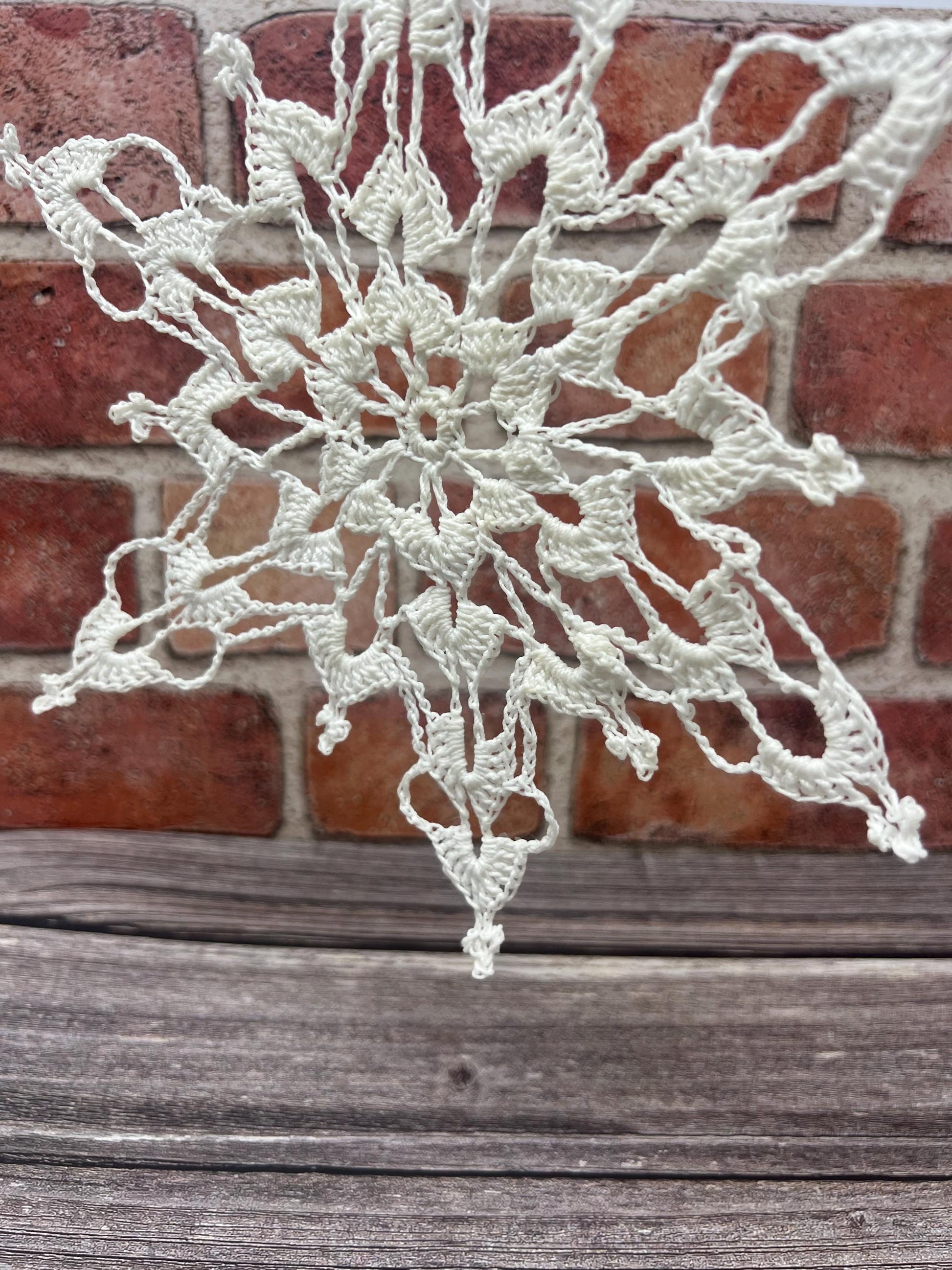 natural light detail of crocheted snowflake