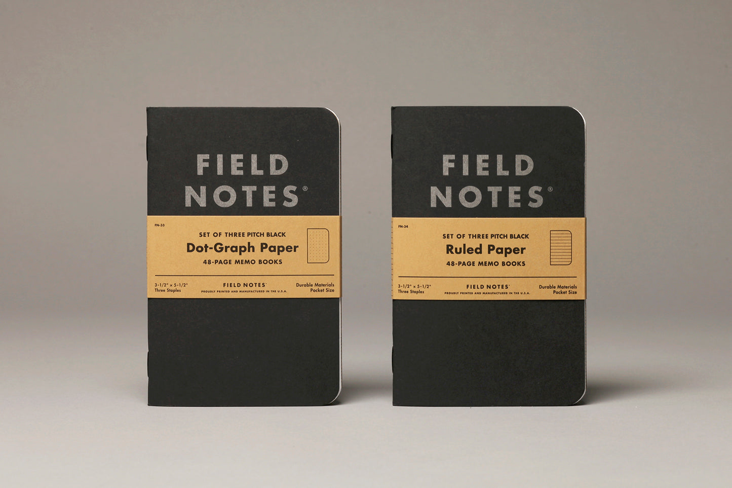 Field Notes: Pitch Black, Dot-Graph or Ruled, 3 Pack