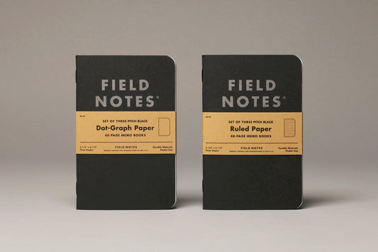 Field Notes: Pitch Black, Dot-Graph or Ruled, 3 Pack