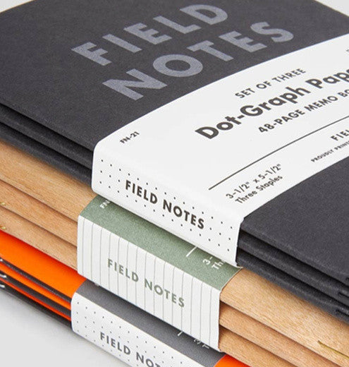 Field Notes: Pitch Black, Dot-Graph or Ruled, 3 Pack