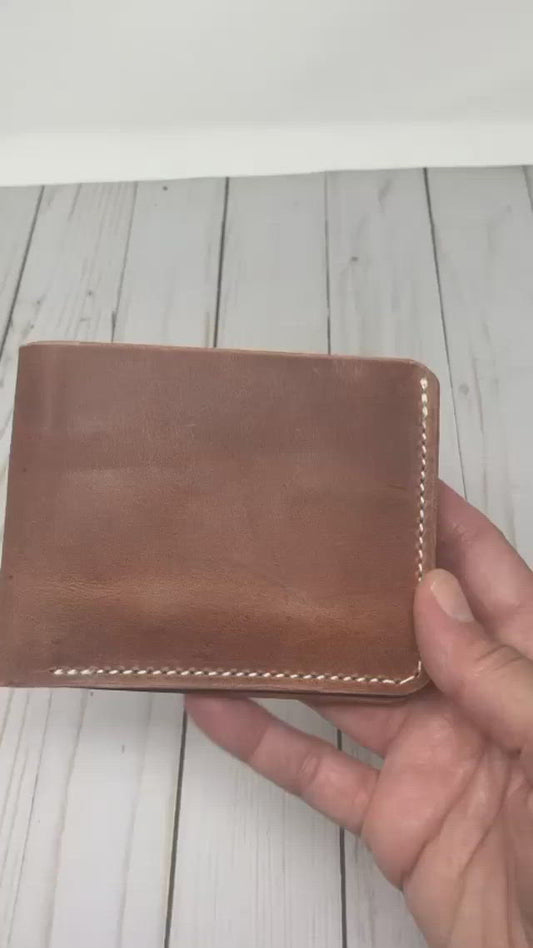 Premium Full Size Bi-fold Leather Wallet Vegetable Tanned Leather in Buckeye Matte