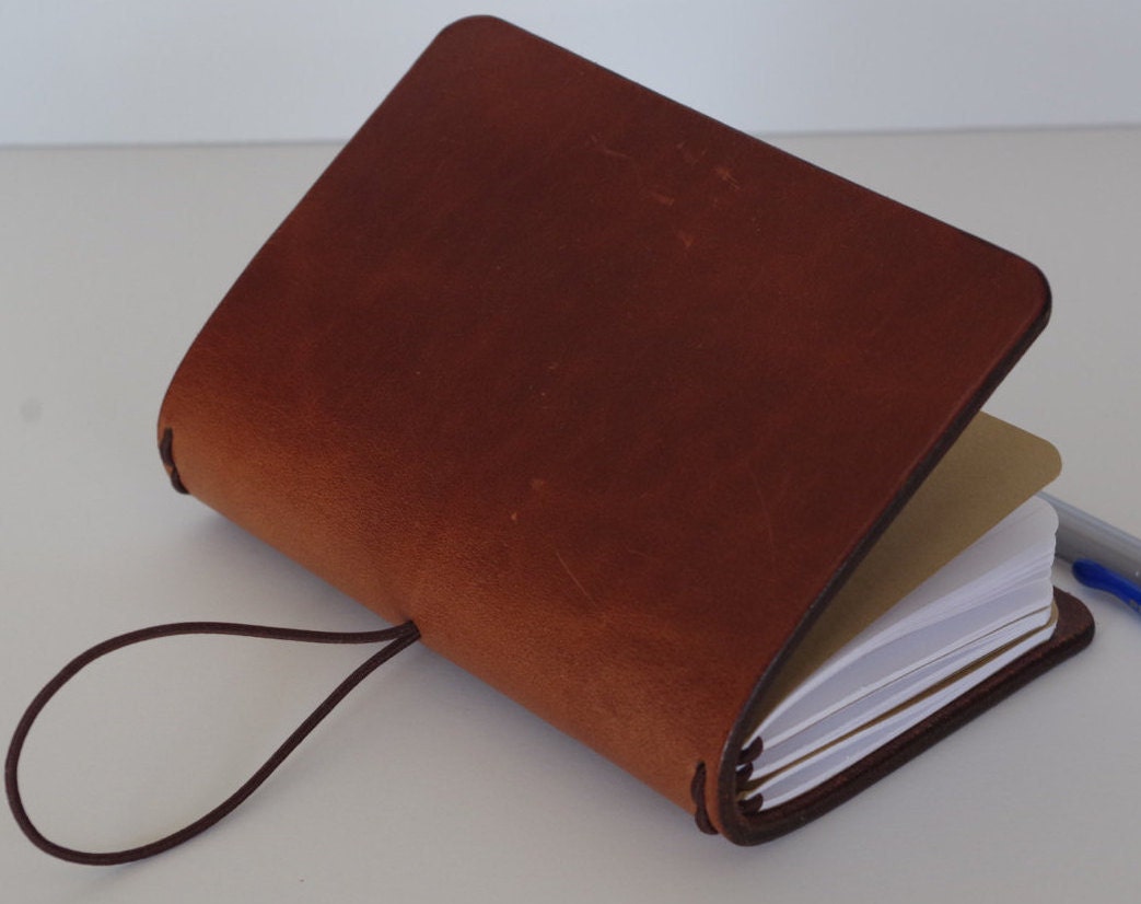 Pocket TN, Full Grain Leather Notebook, Leather Journal, A *Pick your finish* item, Pocket Cover, Traveler's Notebook