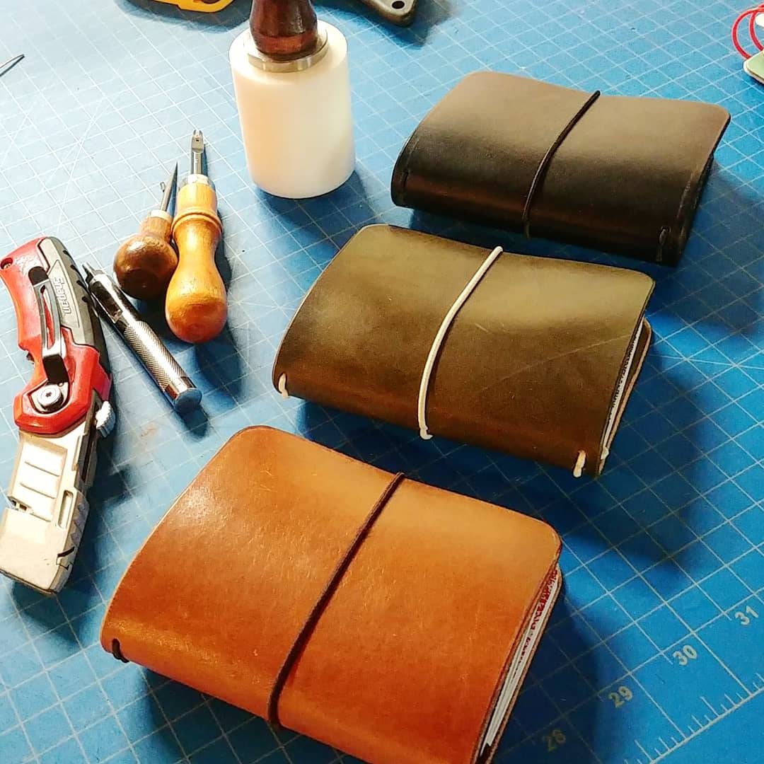 MINI Composition*Pick Your Finish*Full Grain Leather Cover, 2 Mini Composition Notebooks INCLUDED