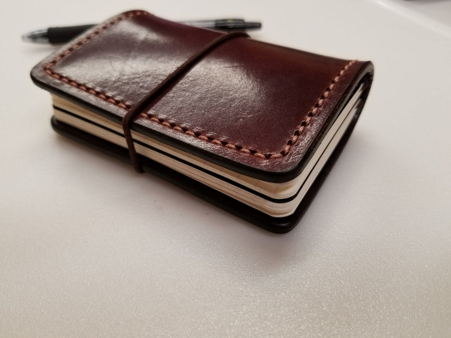 The WALLIST*Pick your Finish*Full Grain Leather Mini Notebook Cover with 2 Credit Card Pockets, 2 Mini Moleskines INCLUDED