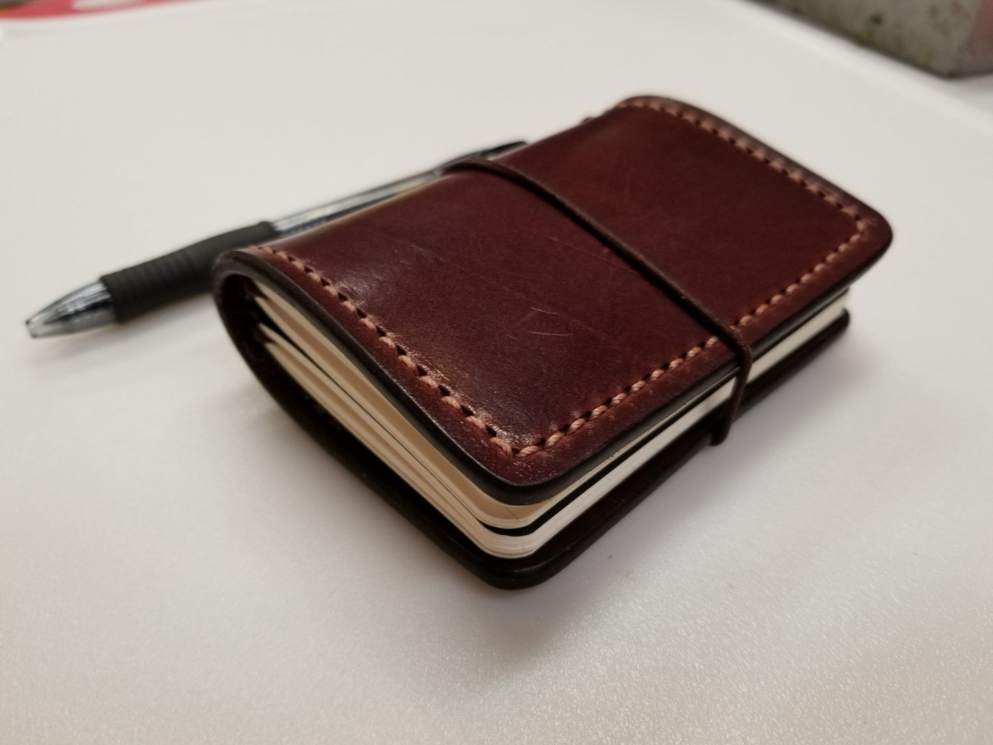 The WALLIST*Pick your Finish*Full Grain Leather Mini Notebook Cover with 2 Credit Card Pockets, 2 Mini Moleskines INCLUDED