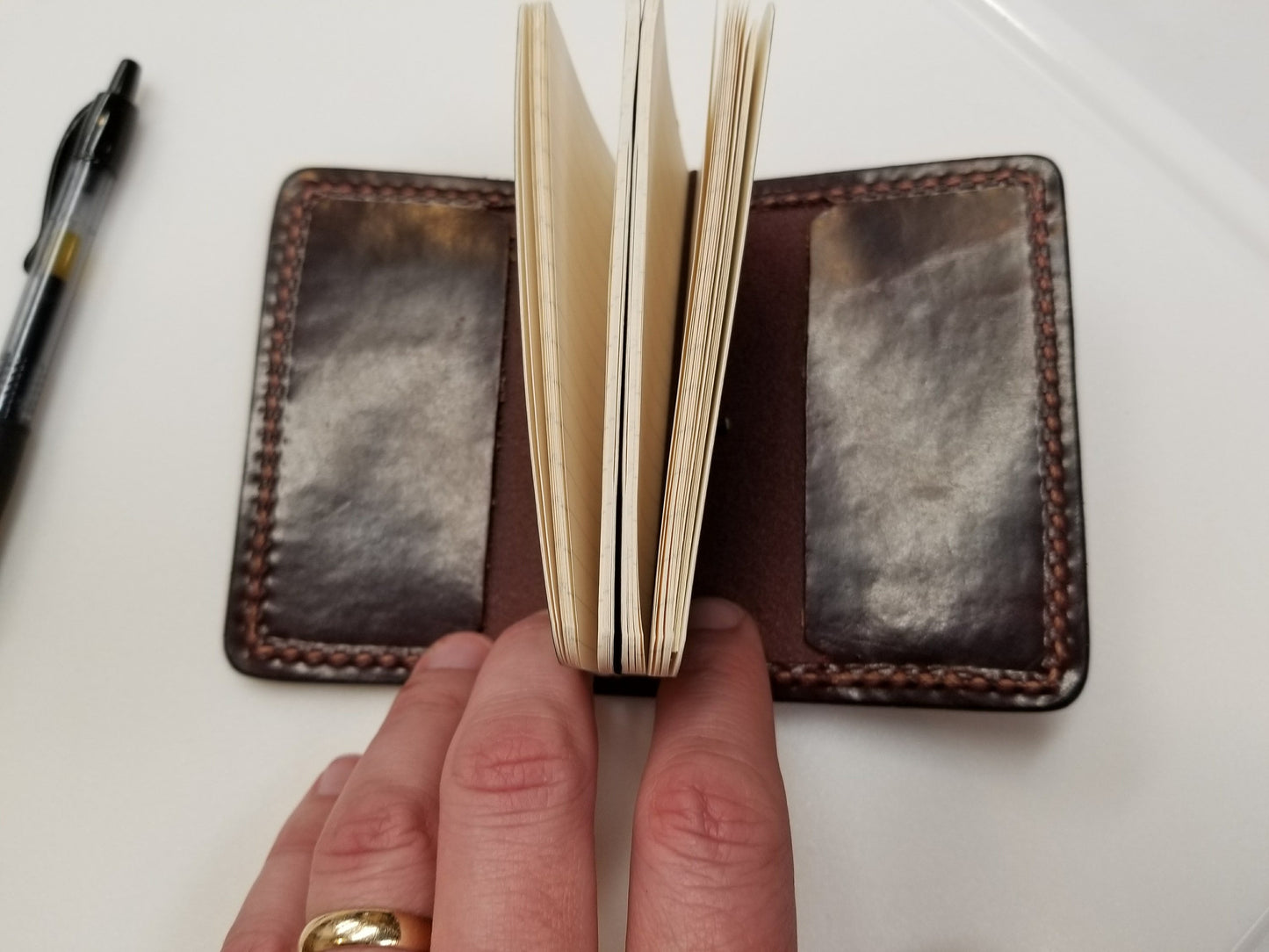 The WALLIST*Pick your Finish*Full Grain Leather Mini Notebook Cover with 2 Credit Card Pockets, 2 Mini Moleskines INCLUDED