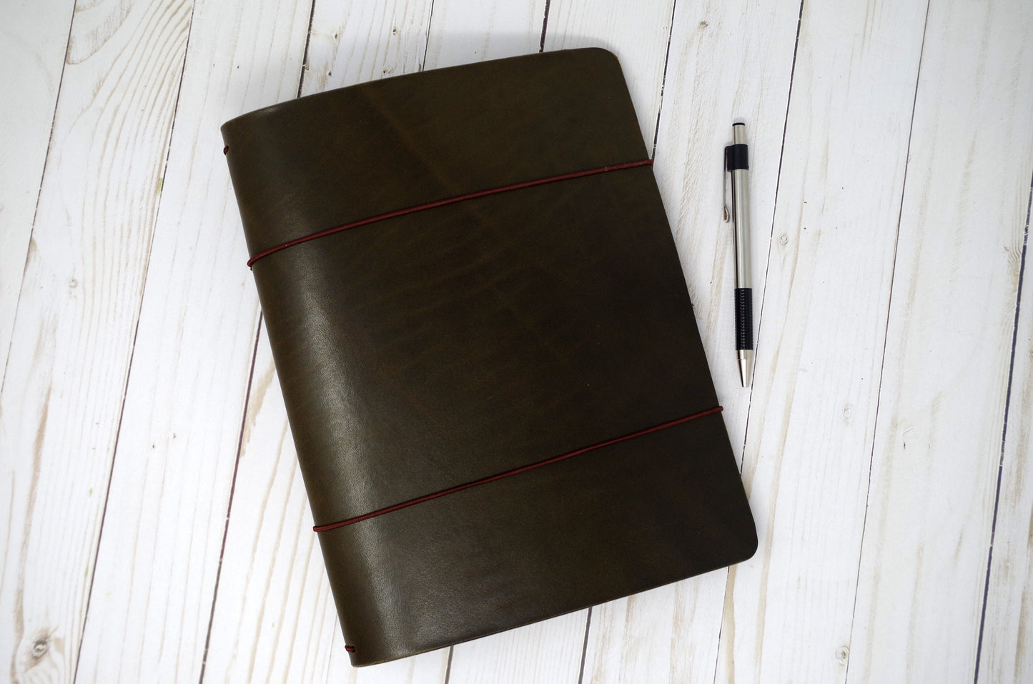 BIG Willow Leaf Harness Composition Cover | Full Grain Leather Journal Cover | Fits 7.5" x 9.5" inserts