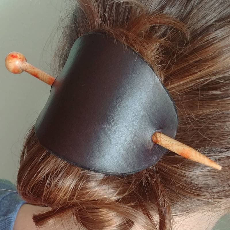 Leather Hair Tie,  “Pamela” Hair Pin, Hair Accessory, Boho Style