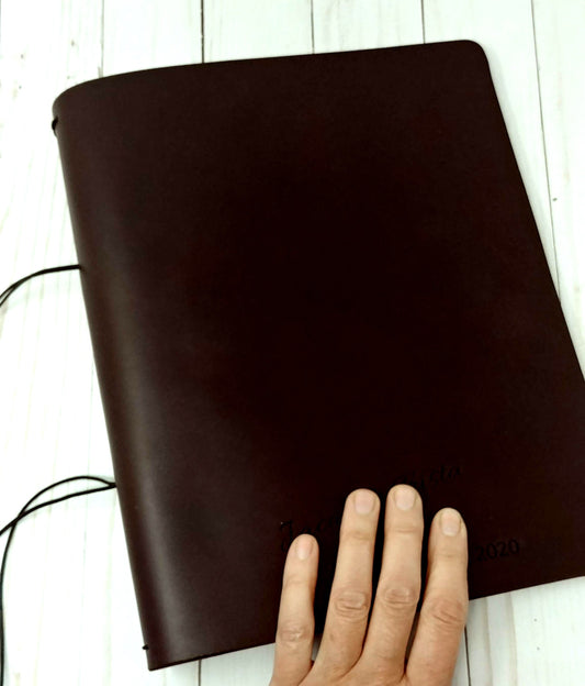 BIG Walnut Bridle Composition Cover | Full Grain Leather Journal | Fits 7.5" × 9.75" inserts