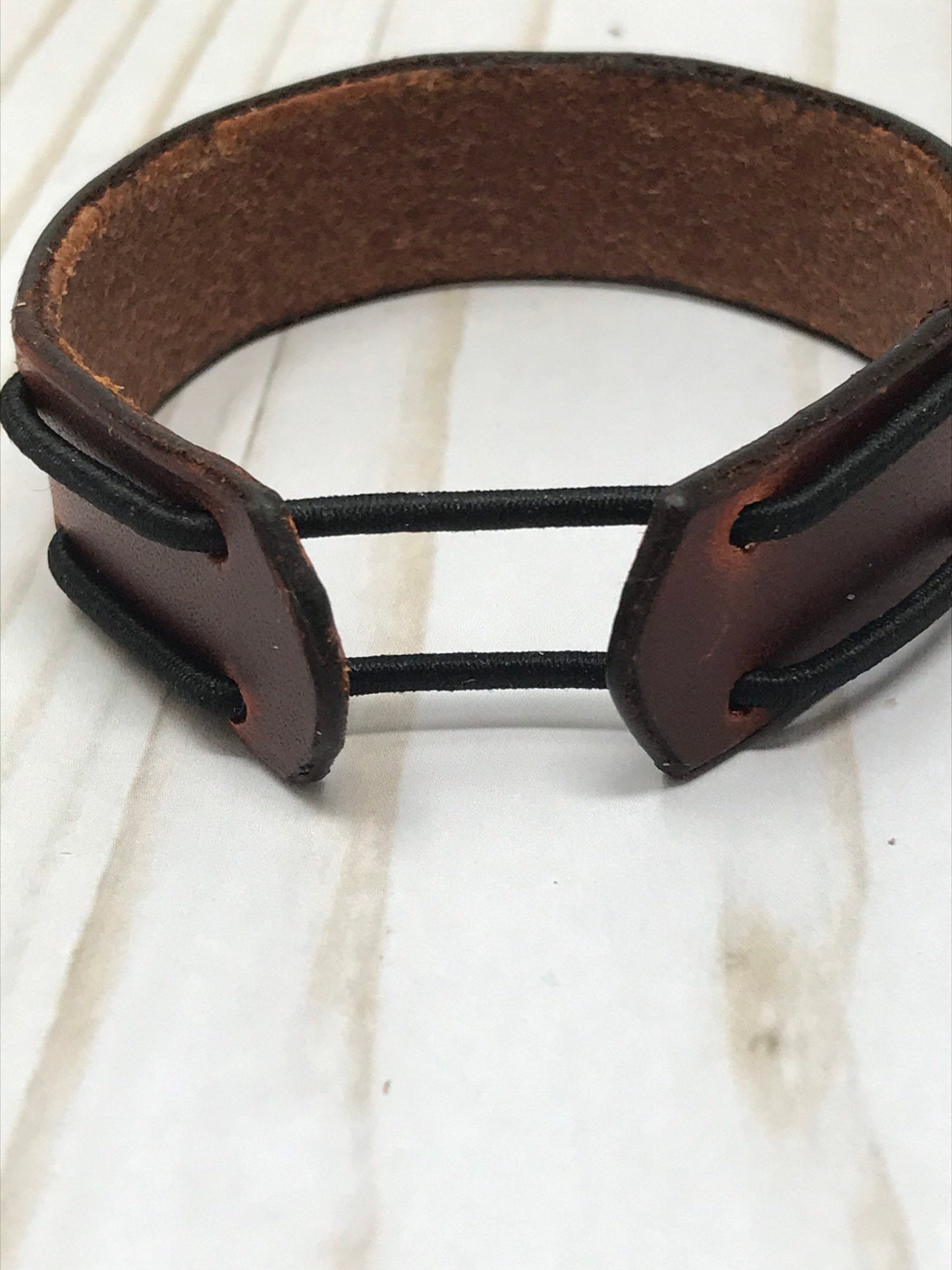 We the People | Leather Bracelet (.75&quot; wide) | Full Grain Leather Bracelet w Elastic Closure