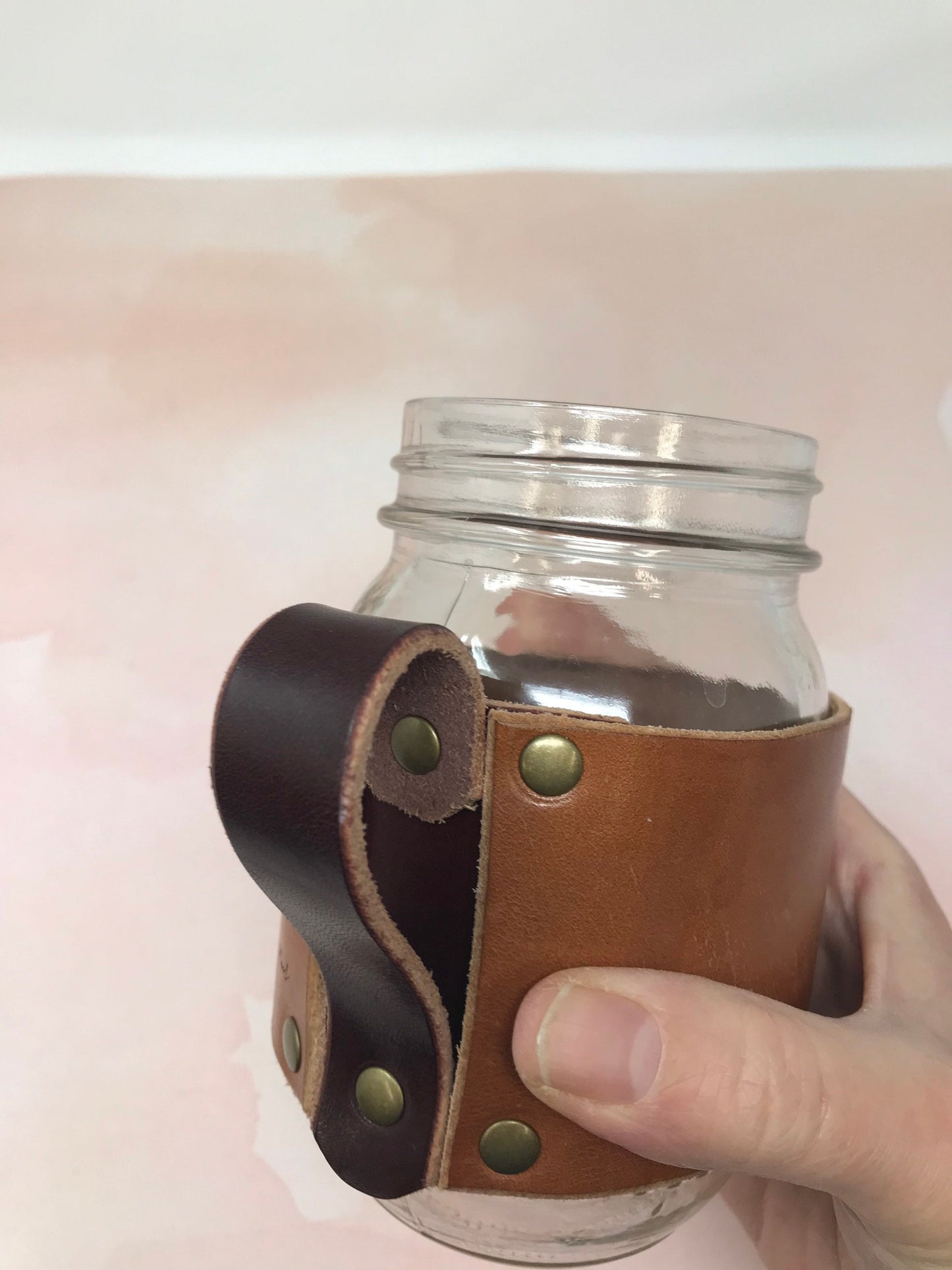 Mason Jar Holder, Mugg Mitt (Qty 1) | Leather Mugg Mitt | Leather Mason Jar Koozie | Custom Engraved