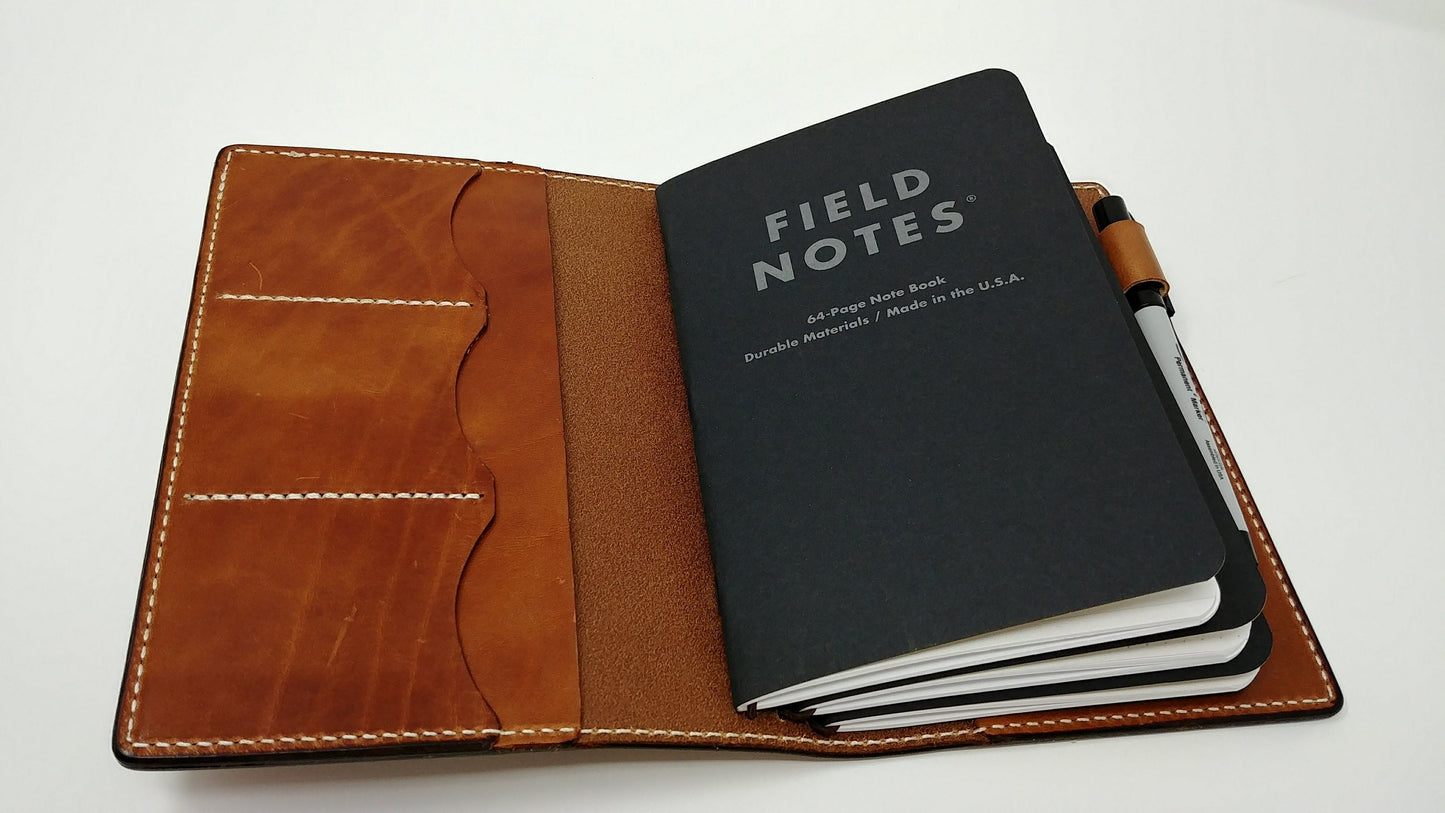 Leather Planner, B6 Traveler’s Notebook,  Deluxe w pockets & pen loop, Full Grain Leather Journal fits 5x7 Inserts, Upick leather finish