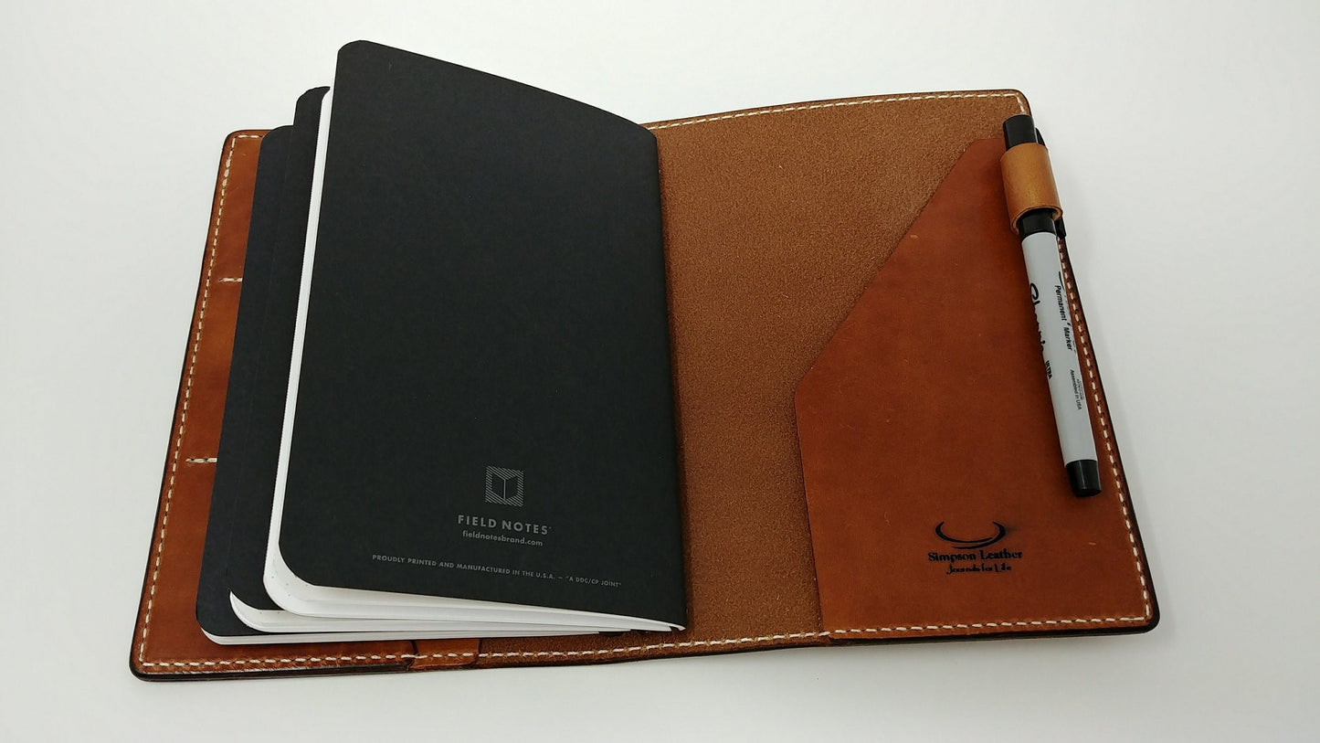 Leather Planner, B6 Traveler’s Notebook,  Deluxe w pockets & pen loop, Full Grain Leather Journal fits 5x7 Inserts, Upick leather finish