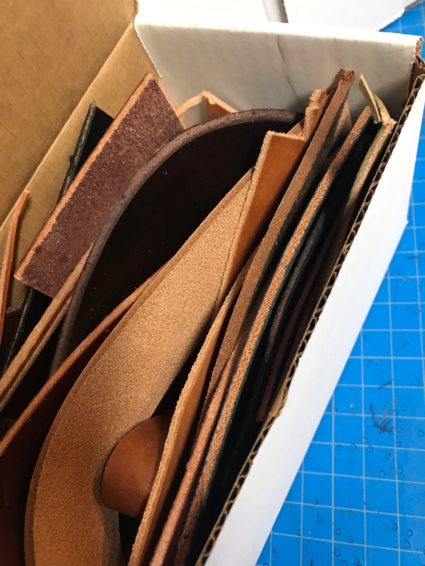 Scrap Box 9.00 Shipped! | Scraps of Premium Full Grain Leather | 1.5 lbs of Veg Tanned Leather Pieces | DIY Leather Scraps