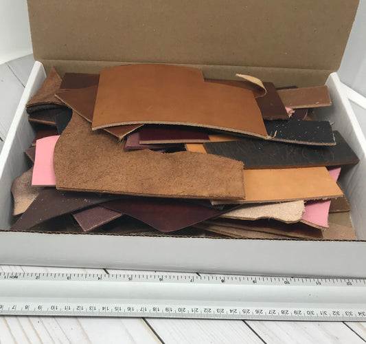 Scrap Box 19.00 shipped! | Large box of Premium Full Grain Leather | 2.13 lbs of DIY Leather Scraps | DIY Leather Scraps |