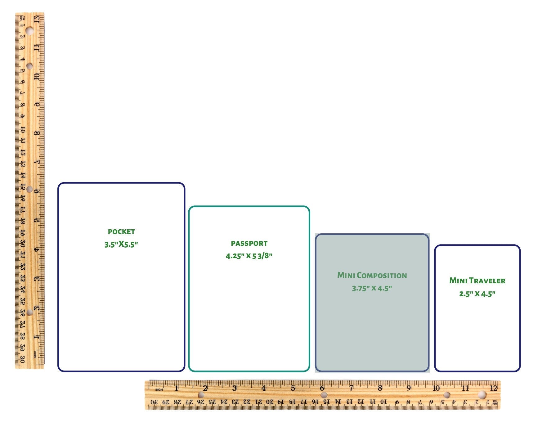 MINI Composition*Pick Your Finish*Full Grain Leather Cover, 2 Mini Composition Notebooks INCLUDED