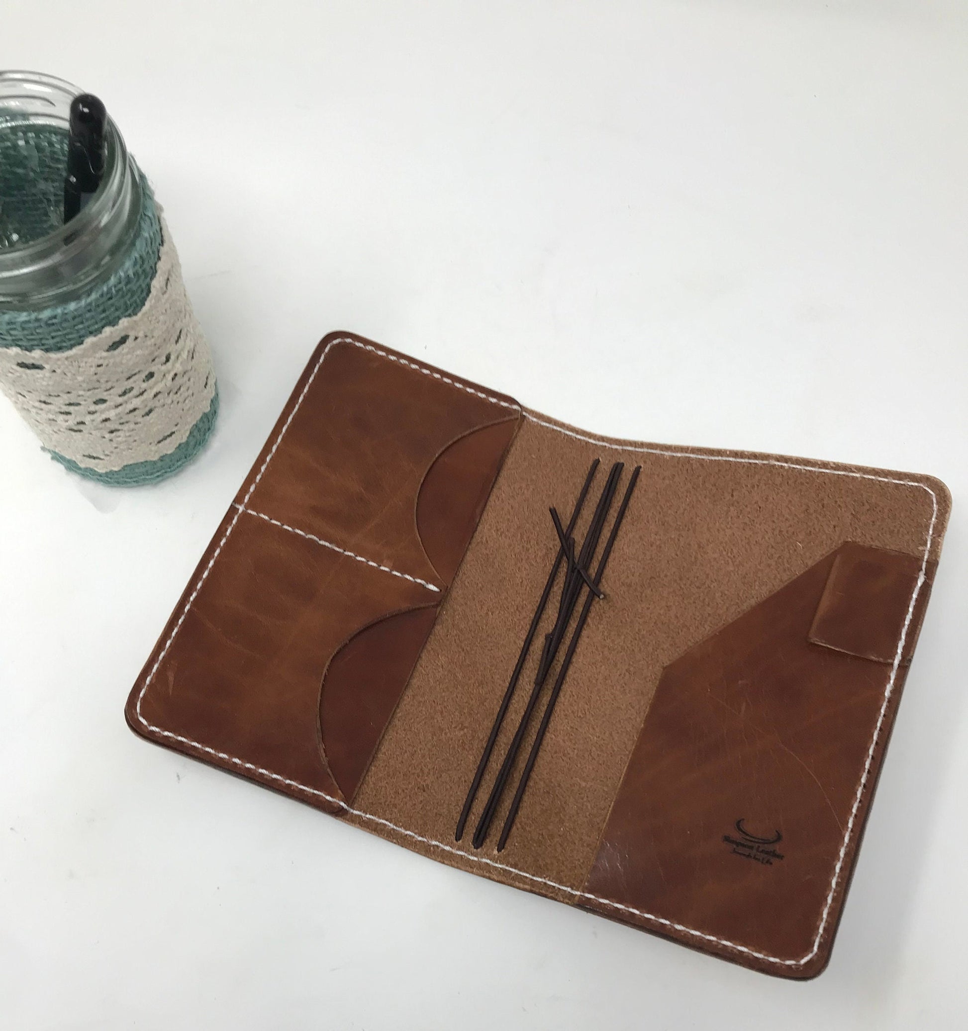 Personal Traveler’s Notebook, Deluxe Leather TN, Full Grain Veg Tanned Leather Journal, Leather Planner, 9 7/8”x7”