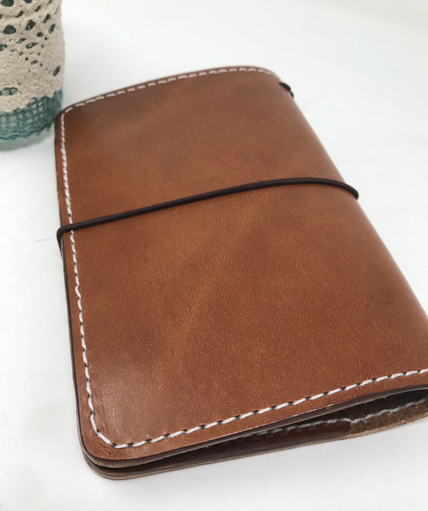 Personal Traveler’s Notebook, Deluxe Leather TN, Full Grain Veg Tanned Leather Journal, Leather Planner, 9 7/8”x7”