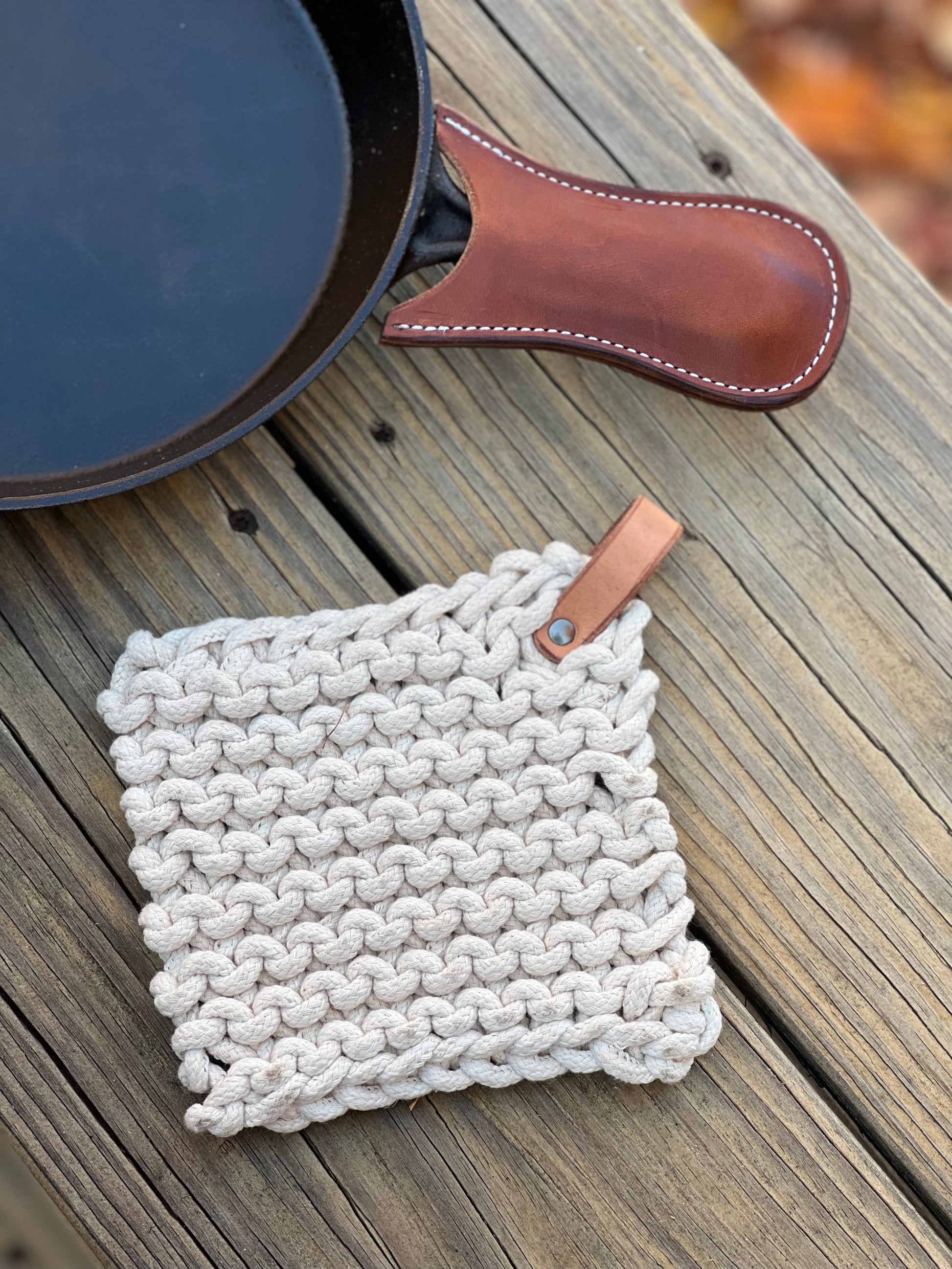 Cast Iron Handle Cover. 2-pk. Crochet 100% Cotton Skillet 