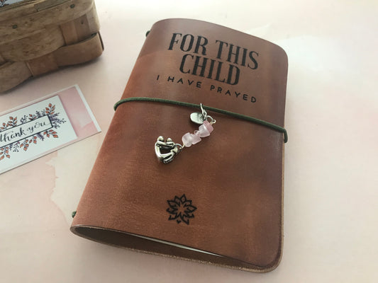 Mother's Prayer Journal | COMPLETE TN System with 3 ruled inserts and personalized names engraved | Pocket TN Full Grain Leather