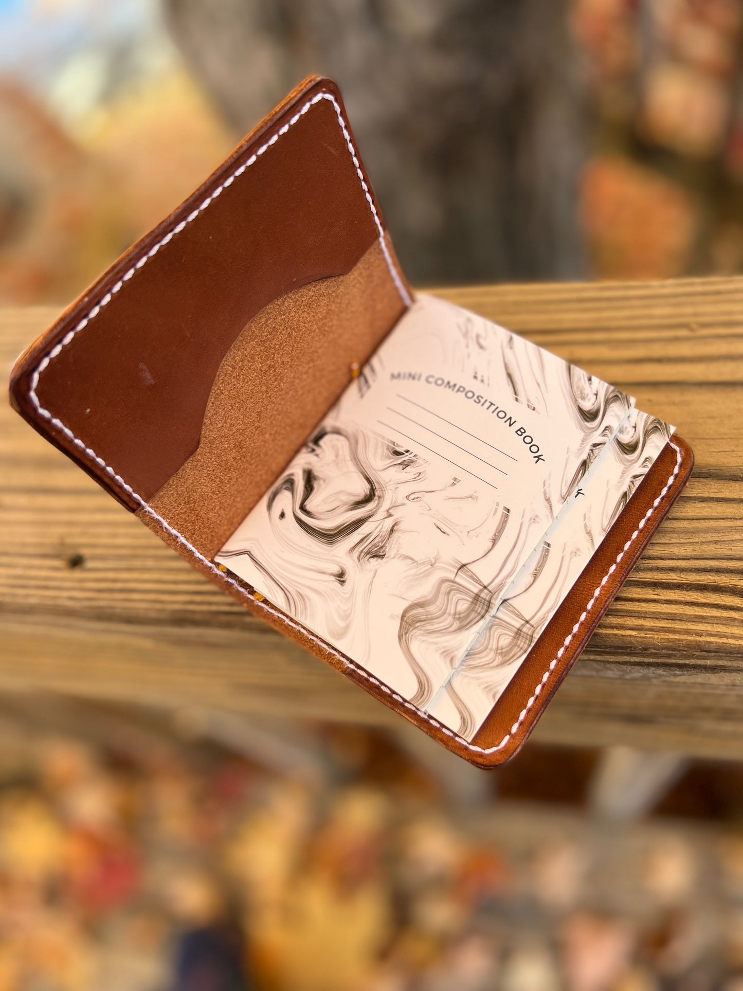The mini Composition Wallist: Leather Card Wallet and notebooks, 2 Mini Composition books included